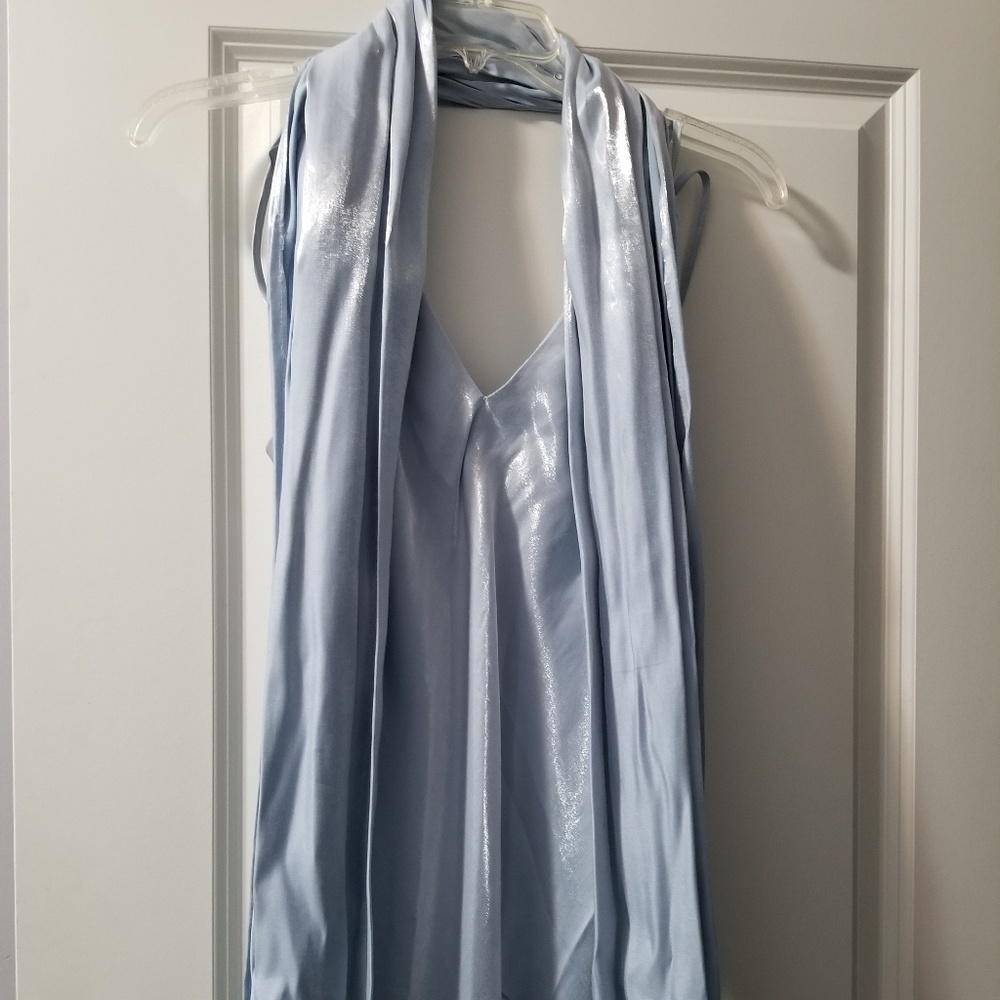 Light blue formal gown with shawl